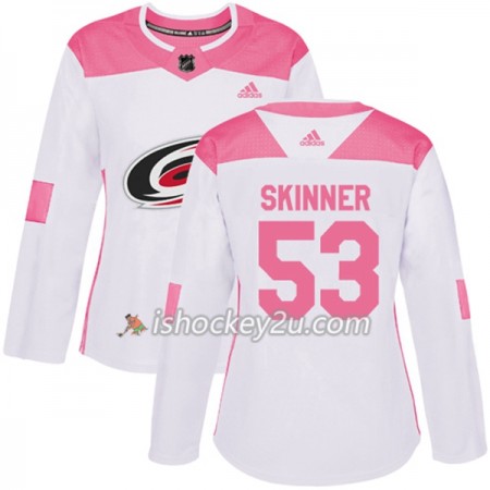 Dame NHL Carolina Hurricanes Trøje Jeff Skinner 53 Adidas 2017-2018 Hvid Lyserød Fashion Authentic